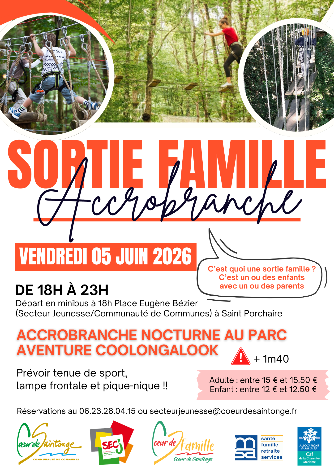 Sortie famille accrobranche nocturne 05 juin